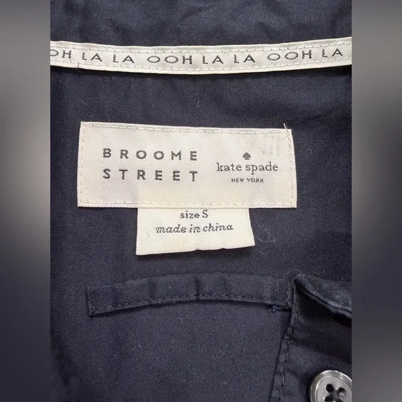 Kate Spade Broome Street Black Cotton Lace Trim Shirt Dress Size Small - Picture 7 of 10